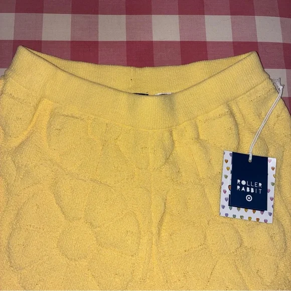 Nwt Roller Rabbit Yellow Women's Shorts Target Terry cloth s small flower pull